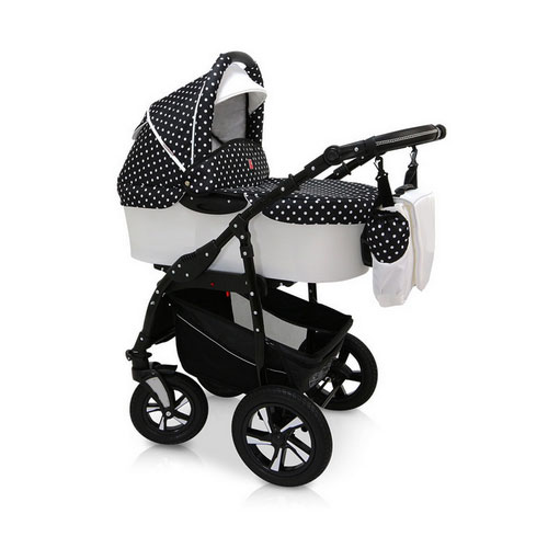 Krausman Kinderwagen 3 in 1 Clasic White Gray Kombikinderwagen Babyschale Babywanne Sportwagen Design Made In Germany