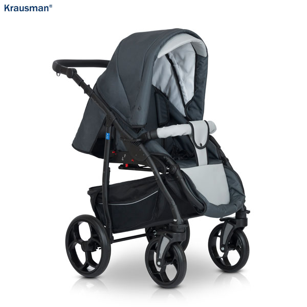 Krausman Kinderwagen 3 in 1 Combo Max Grey Kombikinderwagen Babyschale Babywanne Sportwagen Design Made In Germany – Image 7