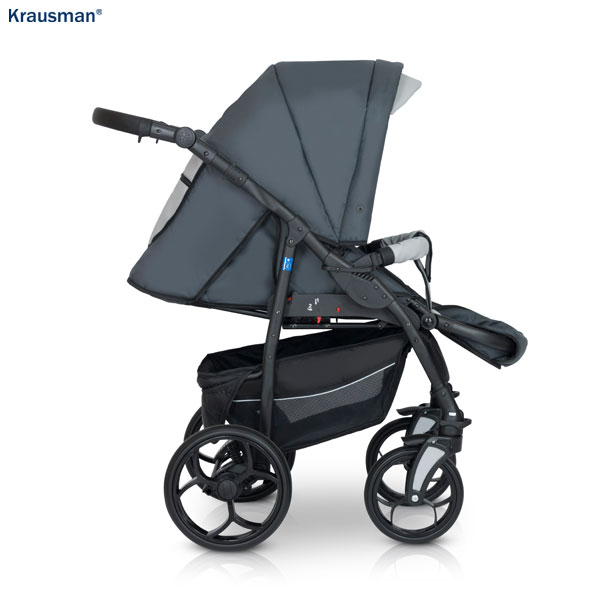 Krausman Kinderwagen 3 in 1 Combo Max Grey Kombikinderwagen Babyschale Babywanne Sportwagen Design Made In Germany – Image 4