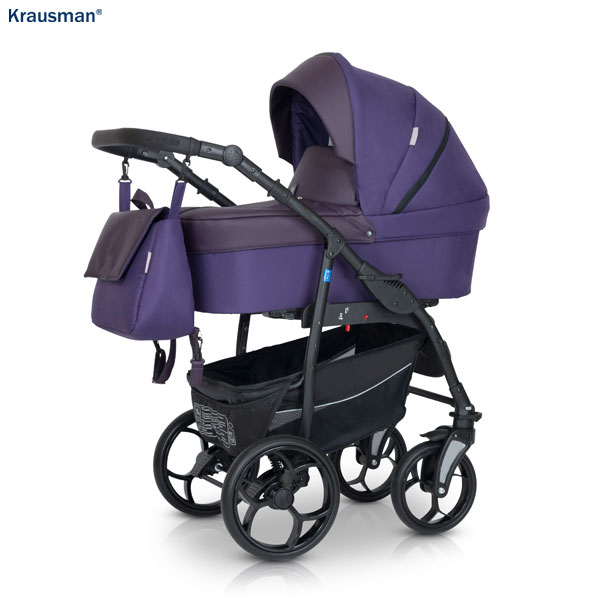 Krausman Kinderwagen 3 in 1 Combo Max Purple Kombikinderwagen Babyschale Babywanne Sportwagen Design Made In Germany