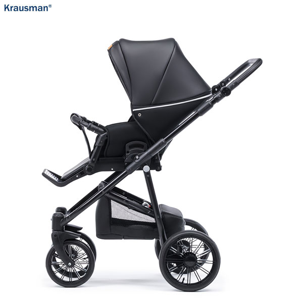 Krausman Kinderwagen 3 in 1 Verano Lux Black Kombikinderwagen Babyschale Babywanne Sportwagen Design Made In Germany – Image 8