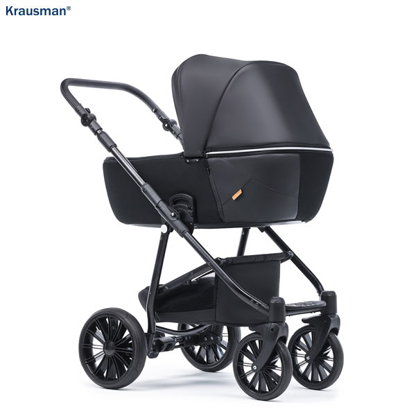 Krausman Kinderwagen 3 in 1 Verano Lux Black Kombikinderwagen Babyschale Babywanne Sportwagen Design Made In Germany – Image 5