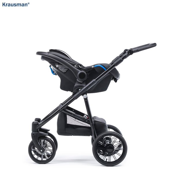 Krausman Kinderwagen 3 in 1 Verano Lux Black Kombikinderwagen Babyschale Babywanne Sportwagen Design Made In Germany – Image 2