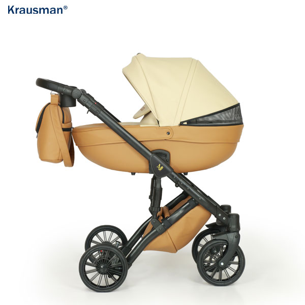 Krausman Kinderwagen 3 in 1 Mirage Swift Beige LIMITED EDITION Kombikinderwagen Babyschale Babywanne Sportwagen Design Made In Germany – Image 2