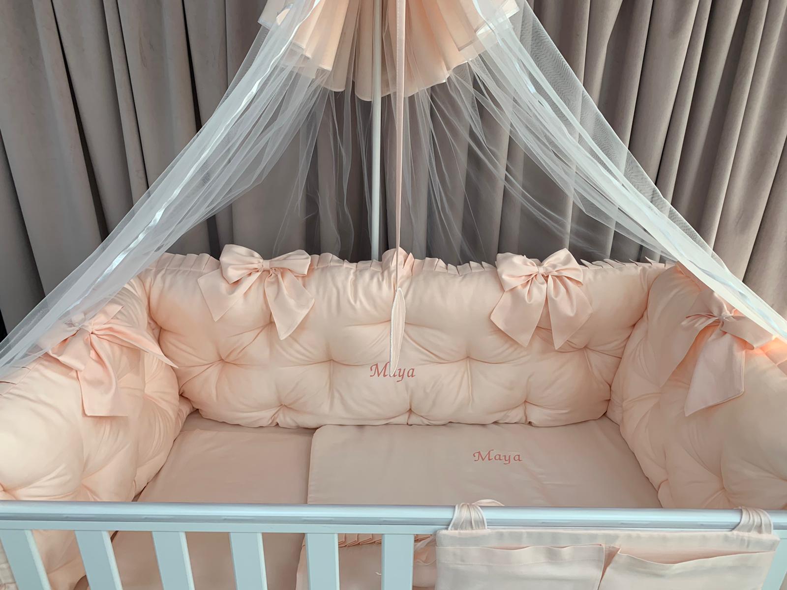 PEPPIbambini ROYAL Somon Maya Baby-Bettwaren, 11-teilig, Bettwäsche, 100% Baumwolle mit Stickerei + Moskitonetz – Image 5